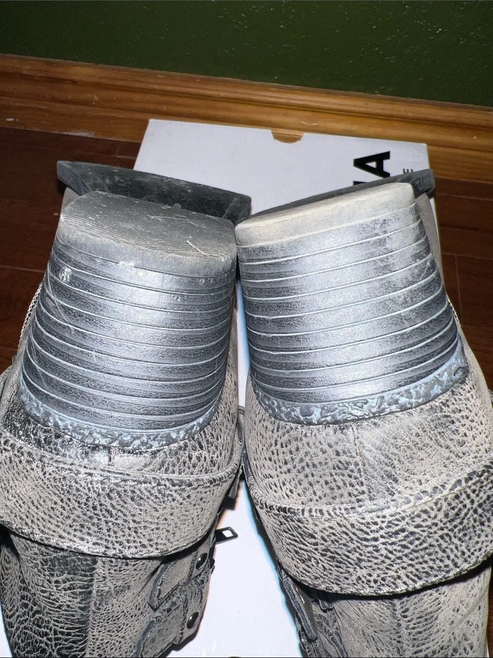 Sonoma Distressed Gray Double-Buckle Ankle Booties
